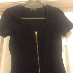 Ribbed Zip Up (front) Midi Dress